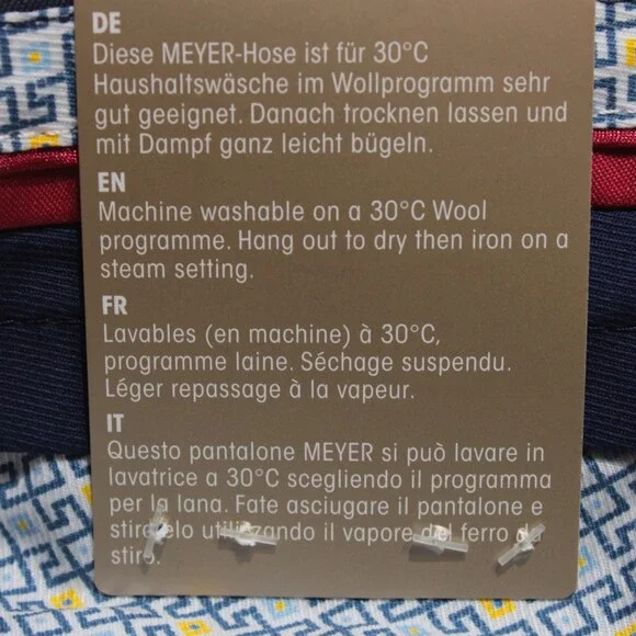 Meyer NWT Dress Pants Size 29 (Stocky US 44) Bonn In Solid Blue Polyester Blend